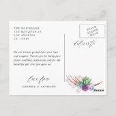 Watercolor Wüste Succulents Wedding Danke Postkarte (Rückseite)