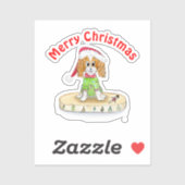 Watercolor Xmas Cavalier King Charles Spaniel Aufkleber (Blatt)
