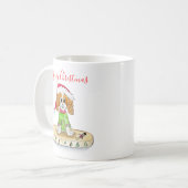 Watercolor Xmas Cavalier King Charles Spaniel Kaffeetasse (Vorderseite Links)