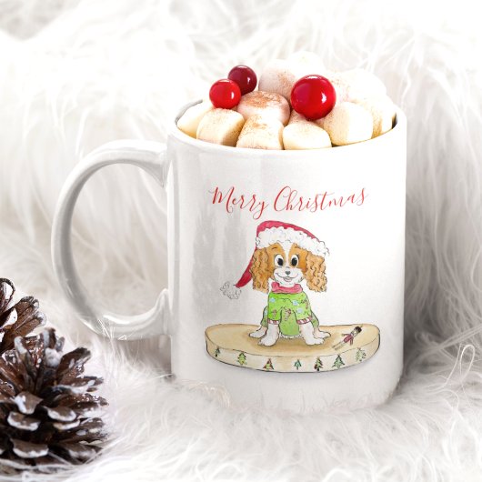 Watercolor Xmas Cavalier King Charles Spaniel Kaffeetasse
