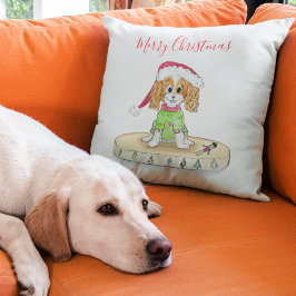 Watercolor Xmas Cavalier King Charles Spaniel Kissen