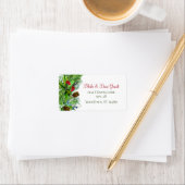 Watercolor Xmas Greenery Red Script Rücksendeadres Adressaufkleber (Insitu)