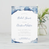 Watercolor Yachting Indigo Grau Brautparty Einladung (Stehend Vorderseite)