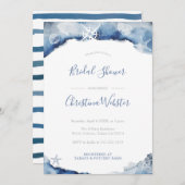Watercolor Yachting Indigo Grau Brautparty Einladung (Vorne/Hinten)