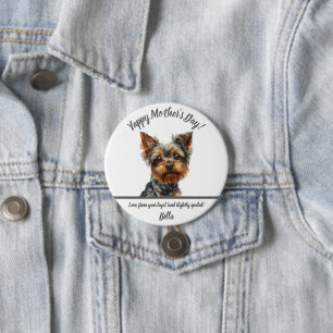 Watercolor Yappy Yorkie Mother Day Button
