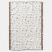 Watercolor Yellow and Pink Flower Floral Pattern Decke (Vorderseite Vertikal)