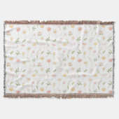 Watercolor Yellow and Pink Flower Floral Pattern Decke (Vorderseite)