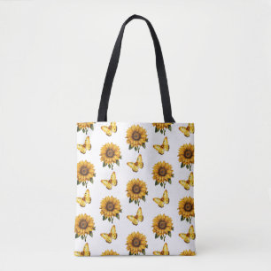 Watercolor Yellow Butterfly Sonnenblumenmuster Tasche