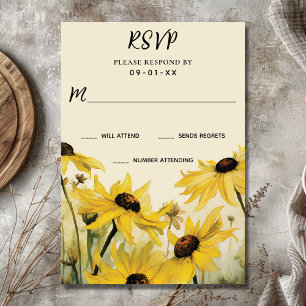 Watercolor Yellow Daisies   Daisy Blume Wedding RSVP Karte