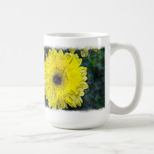 Watercolor Yellow Daisy on White Kaffeetasse