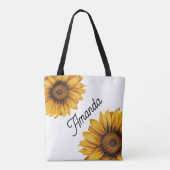 Watercolor Yellow Diagonal Script Name Sonnenblume Tasche (Rückseite)