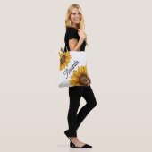 Watercolor Yellow Diagonal Script Name Sonnenblume Tasche (Am Model)
