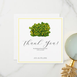 Watercolor Yellow Floral Garden White Wedding Dankeskarte