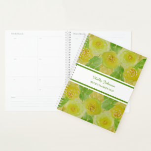 Watercolor Yellow Roses Floral Weekly Planer