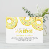 Watercolor Yellow Sprinkle Donuts Baby Brunch Einladung (Stehend Vorderseite)