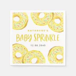 Watercolor Yellow Sprinkle Donuts Baby Sprinkle Serviette