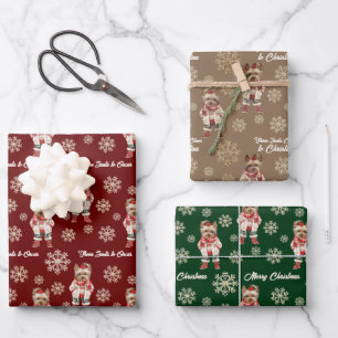 Watercolor Yorkie Snowflake Custom Christmas Geschenkpapier Set