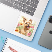 Watercolor Yorkie Sticker for Dog Lovers Gift (Laptop mit iPhone)