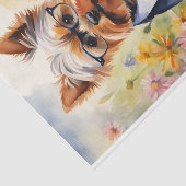 Watercolor Yorkshire Terrier in Blume Decoupage Seidenpapier (Ausschnitt)