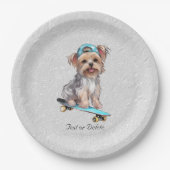 Watercolor Yorkshire Terrier Paper Plate Pappteller (Vorderseite)