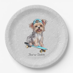 Watercolor Yorkshire Terrier Paper Plate Pappteller
