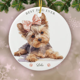 Watercolor Yorkshire Terrier Puppy Custom Keramik Ornament
