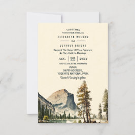 Watercolor Yosemite National Park Wedding Ca US Einladung