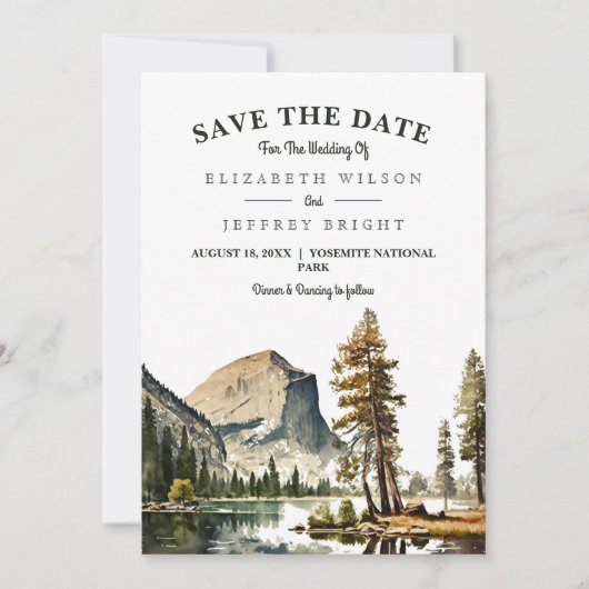 Watercolor Yosemite National Park Wedding Ca US I Einladung (Vorderseite)