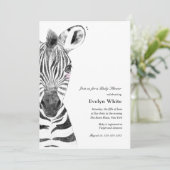 Watercolor Zebra | Einladung zur Babydusche (Stehend Vorderseite)