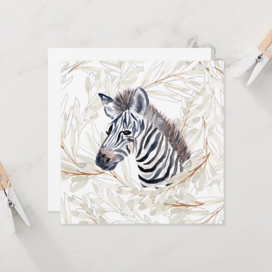 Watercolor Zebra Karte (Vorderseite/Rückseite Beispiel)
