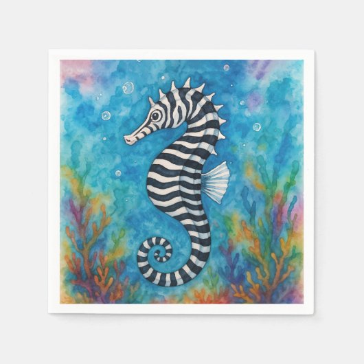 Watercolor Zebra Seahorse Serviette (Vorderseite)