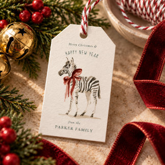 Watercolor-Zebra-Weihnachtsgeschenkanhänger Geschenkanhänger