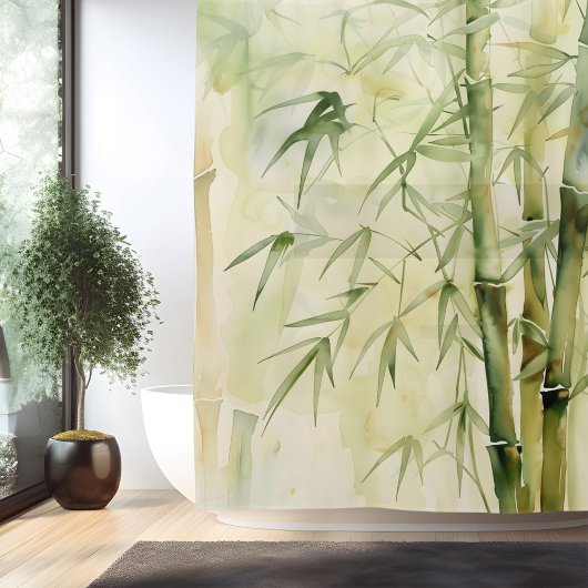 Watercolor Zen Bamboo Harmonie Duschvorhang
