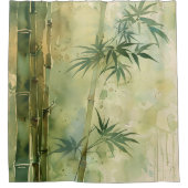 Watercolor Zen Bamboo Harmonie Duschvorhang (Vorderseite)