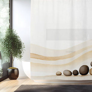 Watercolor-Zen-Steingarten im japanischen Stil Duschvorhang