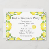 Watercolor-Zitronen-Ende der Sommer-Party Einladung (Vorderseite)