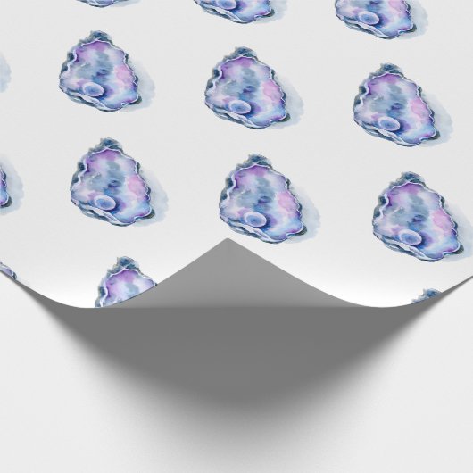 Watercoloraustern-Muschel mit Perle Geschenkpapier (Ecke)