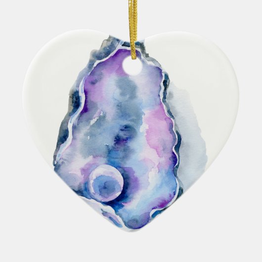 Watercoloraustern-Muschel mit Perle Keramik Ornament (Vorne)
