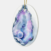 Watercoloraustern-Muschel mit Perle Keramikornament (Links)