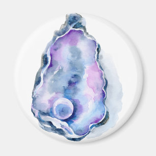 Watercoloraustern-Muschel mit Perle Magnet