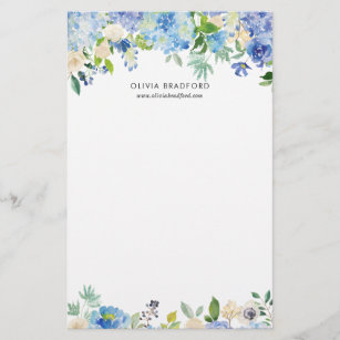 Watercolorblaue Hydrangeas-personalisiertes Briefpapier