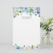 Watercolorblaue Hydrangeas-personalisiertes Briefpapier (Stehend Vorderseite)