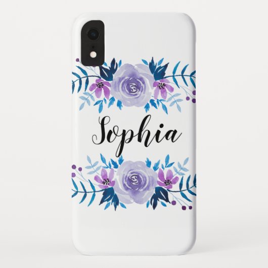 Watercolorblauer lila Case-Mate iPhone hülle (Rückseite)