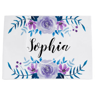 Watercolorblauer lila große geschenktüte