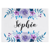 Watercolorblauer lila große geschenktüte (Rückseite)