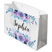 Watercolorblauer lila große geschenktüte (Rückseite Schrägansicht)