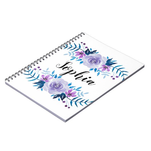 Watercolorblauer lila notizblock (Linke Seite)