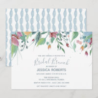 Watercolorblaues Brautbrunch-mit BlumenParty