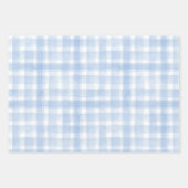 WatercolorBlue Gingham Wrapping Paper Sheet Set Geschenkpapier Set (Vorderseite)