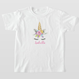 WatercolorblumenUnicorn personalisiert T-Shirt